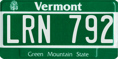 VT license plate LRN792