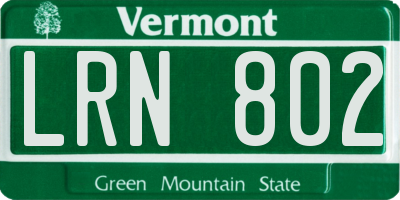 VT license plate LRN802