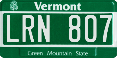VT license plate LRN807