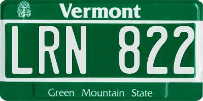 VT license plate LRN822