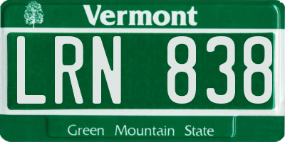VT license plate LRN838
