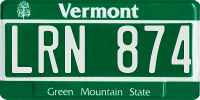 VT license plate LRN874