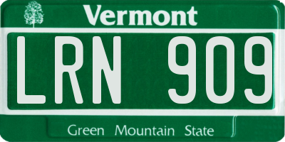 VT license plate LRN909