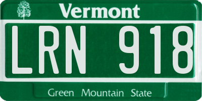 VT license plate LRN918