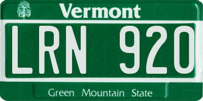 VT license plate LRN920