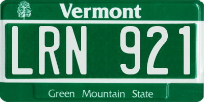 VT license plate LRN921