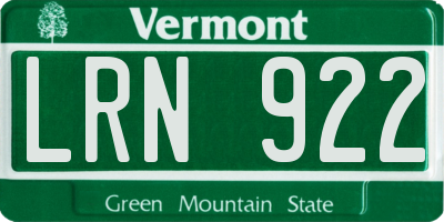 VT license plate LRN922