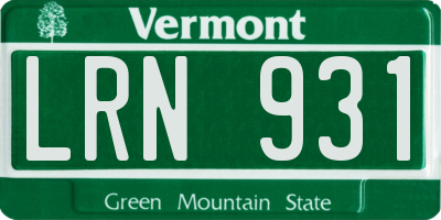 VT license plate LRN931