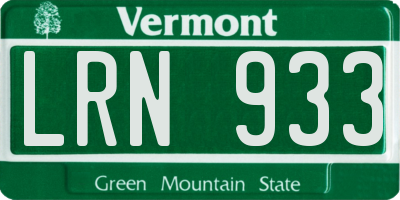 VT license plate LRN933
