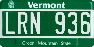 VT license plate LRN936