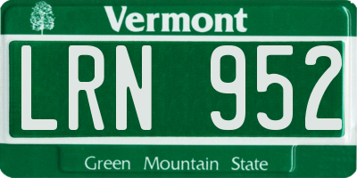 VT license plate LRN952