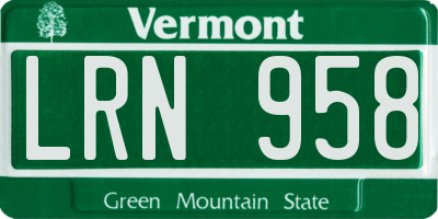 VT license plate LRN958
