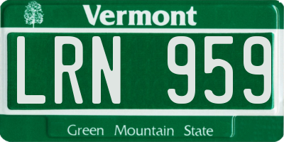 VT license plate LRN959
