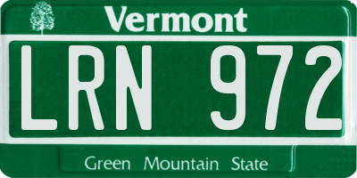 VT license plate LRN972