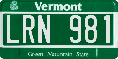 VT license plate LRN981