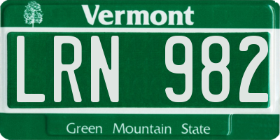 VT license plate LRN982