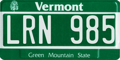 VT license plate LRN985