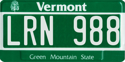 VT license plate LRN988