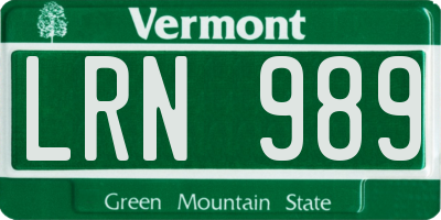 VT license plate LRN989