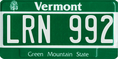 VT license plate LRN992