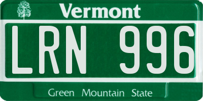 VT license plate LRN996