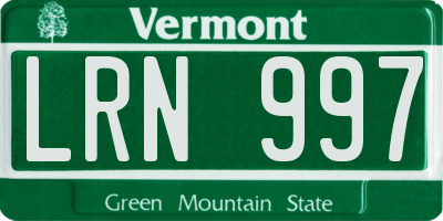 VT license plate LRN997