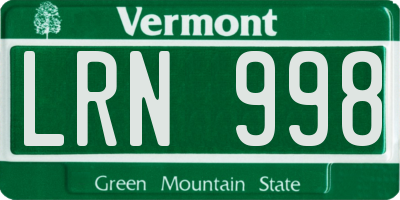 VT license plate LRN998