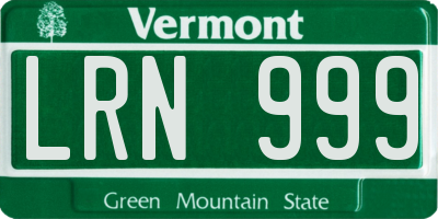VT license plate LRN999
