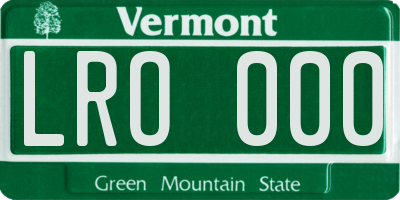 VT license plate LRO000
