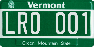 VT license plate LRO001