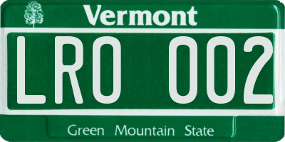 VT license plate LRO002
