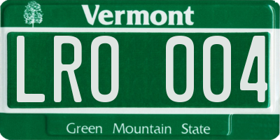 VT license plate LRO004