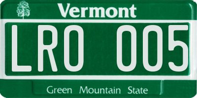 VT license plate LRO005