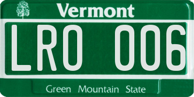 VT license plate LRO006