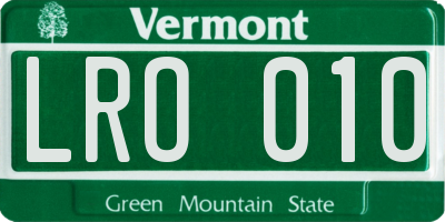 VT license plate LRO010