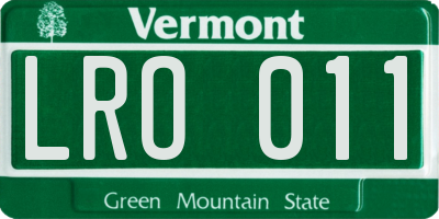 VT license plate LRO011