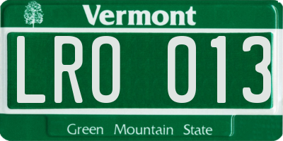 VT license plate LRO013