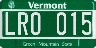 VT license plate LRO015
