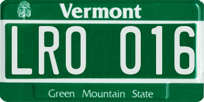 VT license plate LRO016