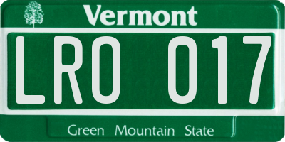 VT license plate LRO017