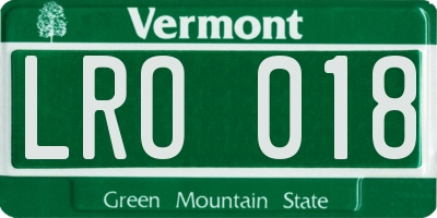 VT license plate LRO018