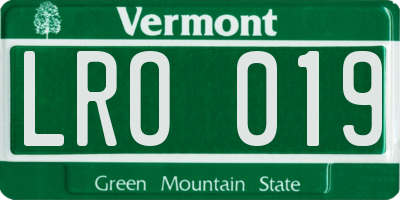 VT license plate LRO019