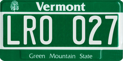 VT license plate LRO027