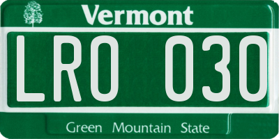 VT license plate LRO030