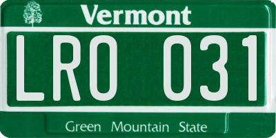 VT license plate LRO031