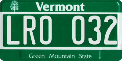 VT license plate LRO032