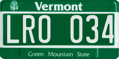 VT license plate LRO034
