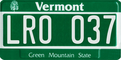 VT license plate LRO037