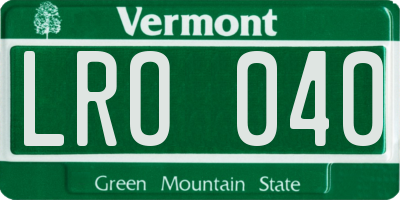 VT license plate LRO040