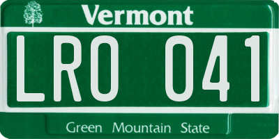VT license plate LRO041